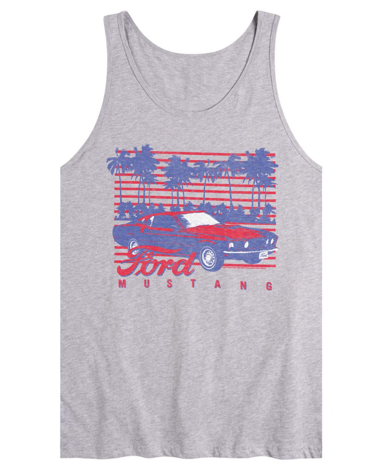 AIRWAVES Men's Ford Mustang Palm Trees Sleeveless Graphic Tank Top