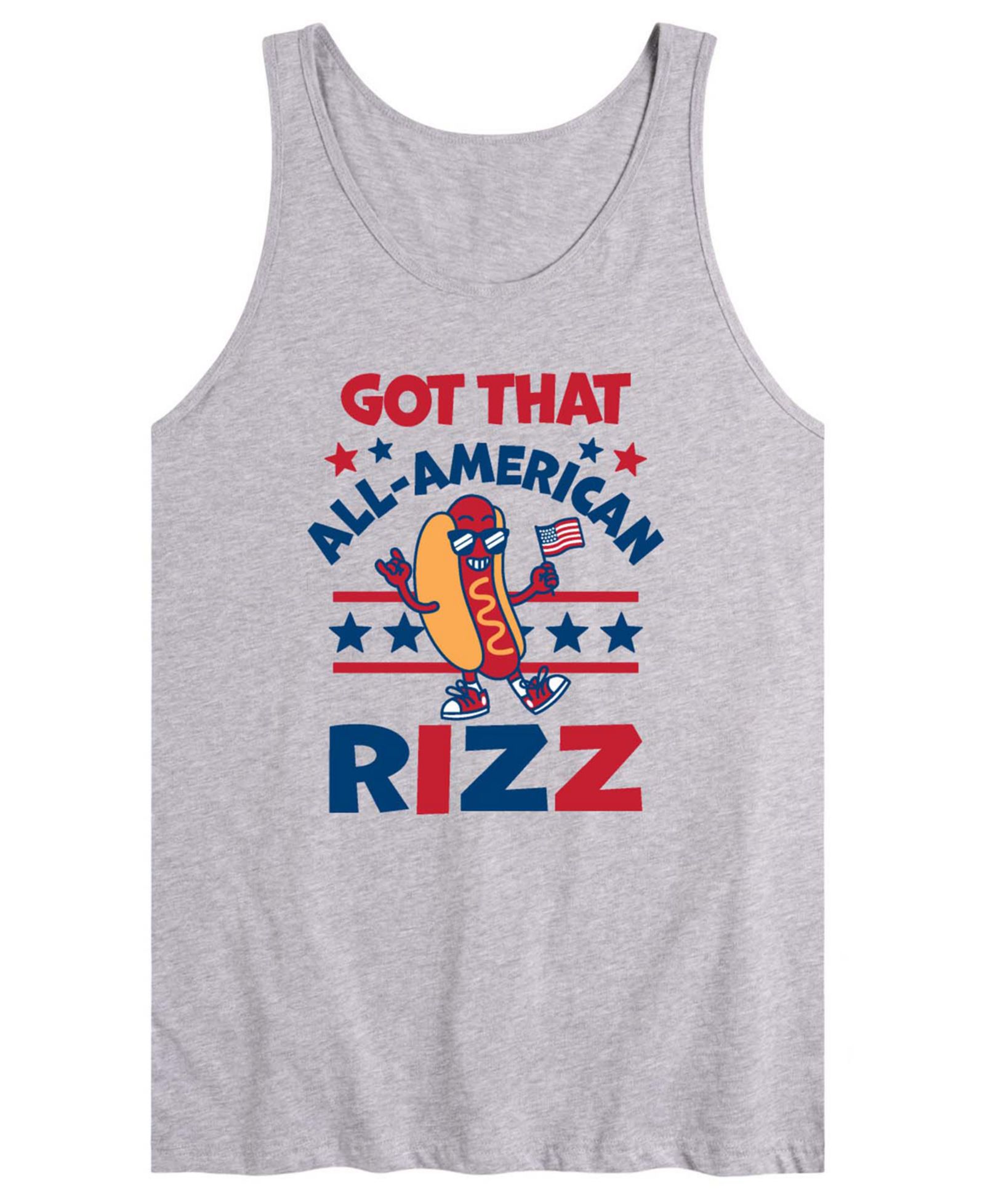 AIRWAVES Men's All American Rizz Hotdog Sleeveless Graphic Tank Top