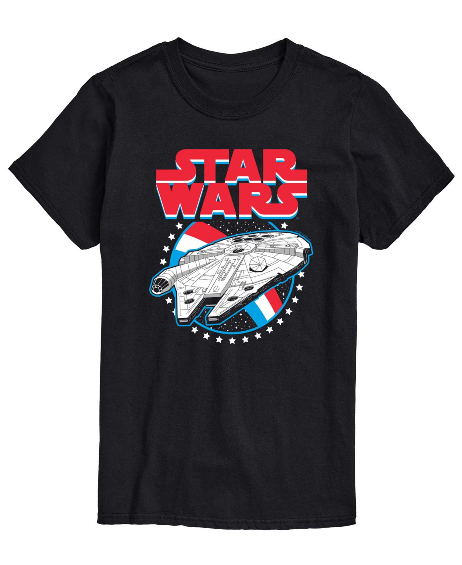AIRWAVES Мужская футболка Star Wars Millennium Falcon Americana с коротким рукавом и графическим принтом