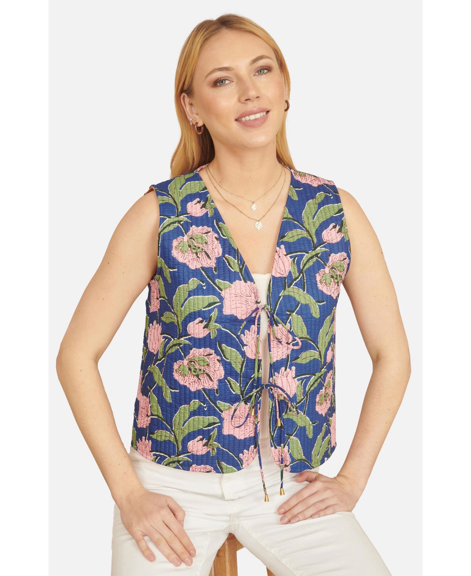 Женский стеганый жилет Yumi Floral Reversible Quilted