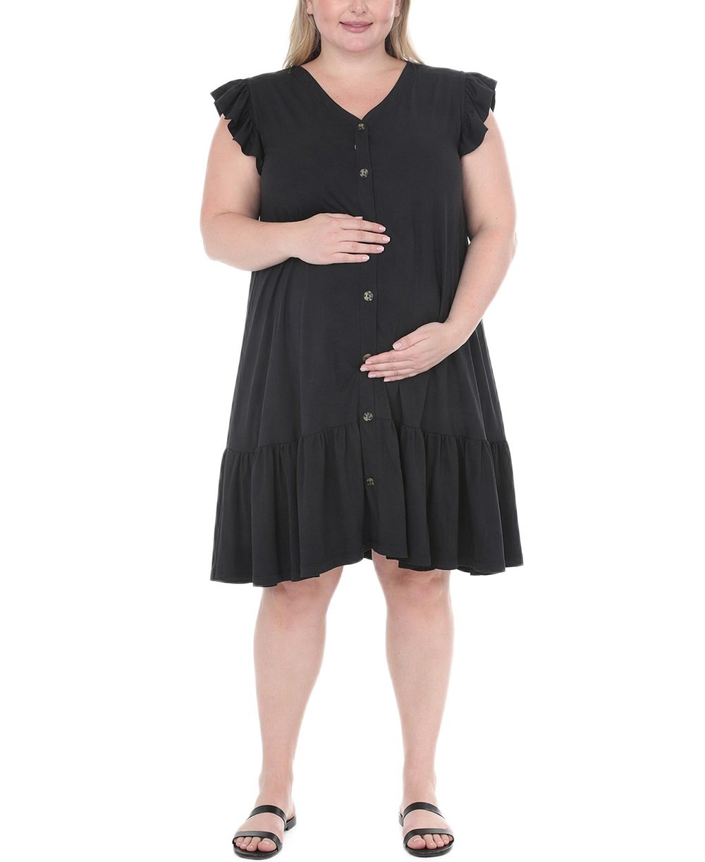 White Mark Plus Size Платье для беременных с воланами