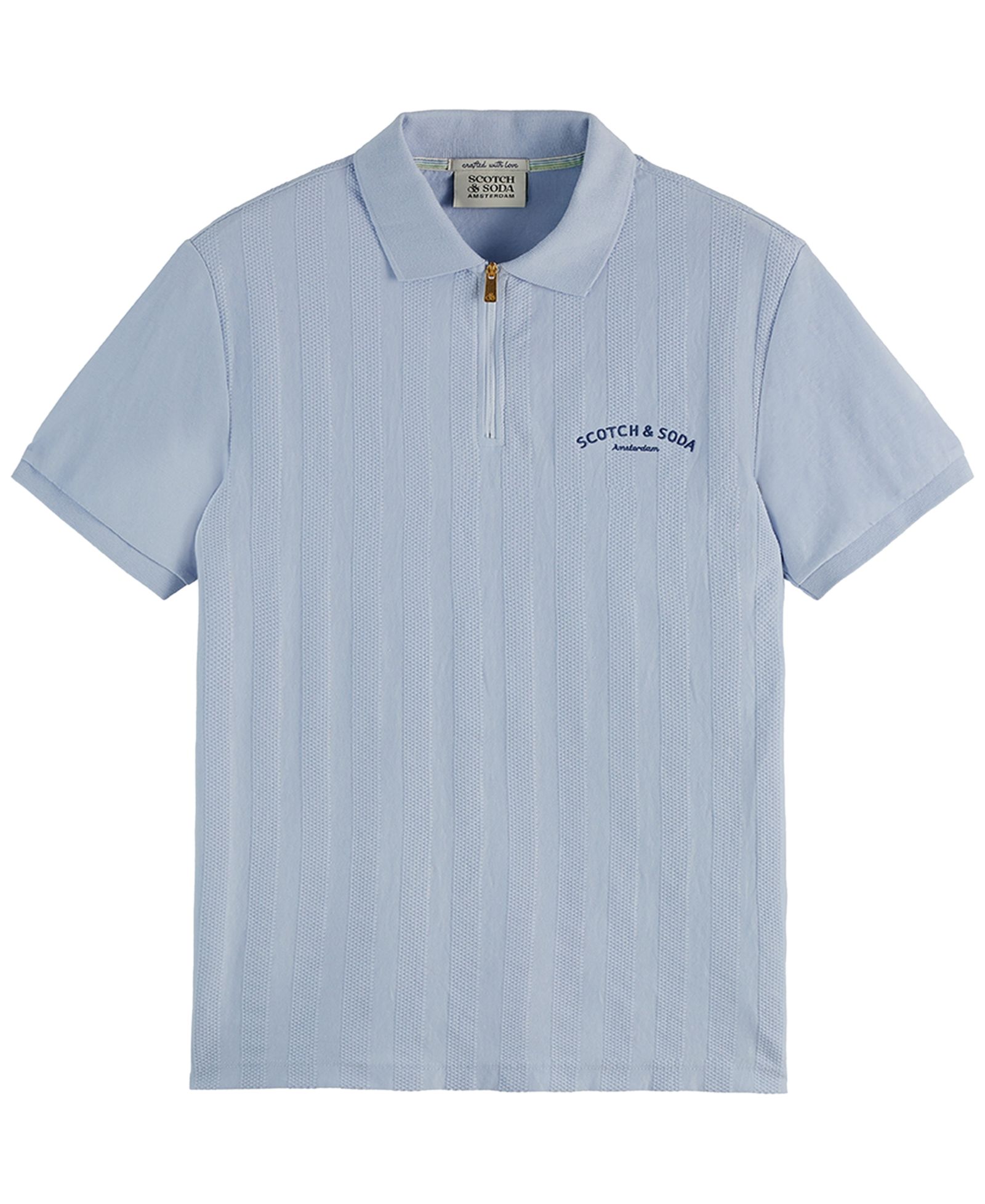 SCOTCH & SODA Men's Popcorn Textured Quarter-Zip Short-Sleeve Polo Shirt
