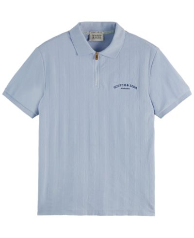 SCOTCH & SODA Men's Popcorn Textured Quarter-Zip Short-Sleeve Polo Shirt