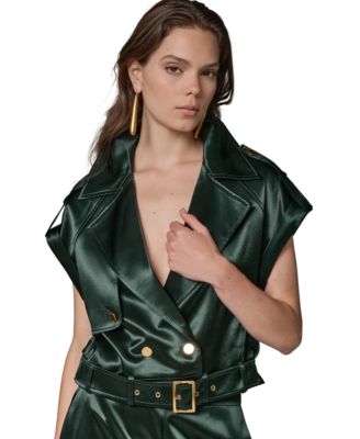 Женский роскошный атласный жилет с поясом Donna Karan New York Luxe Drape