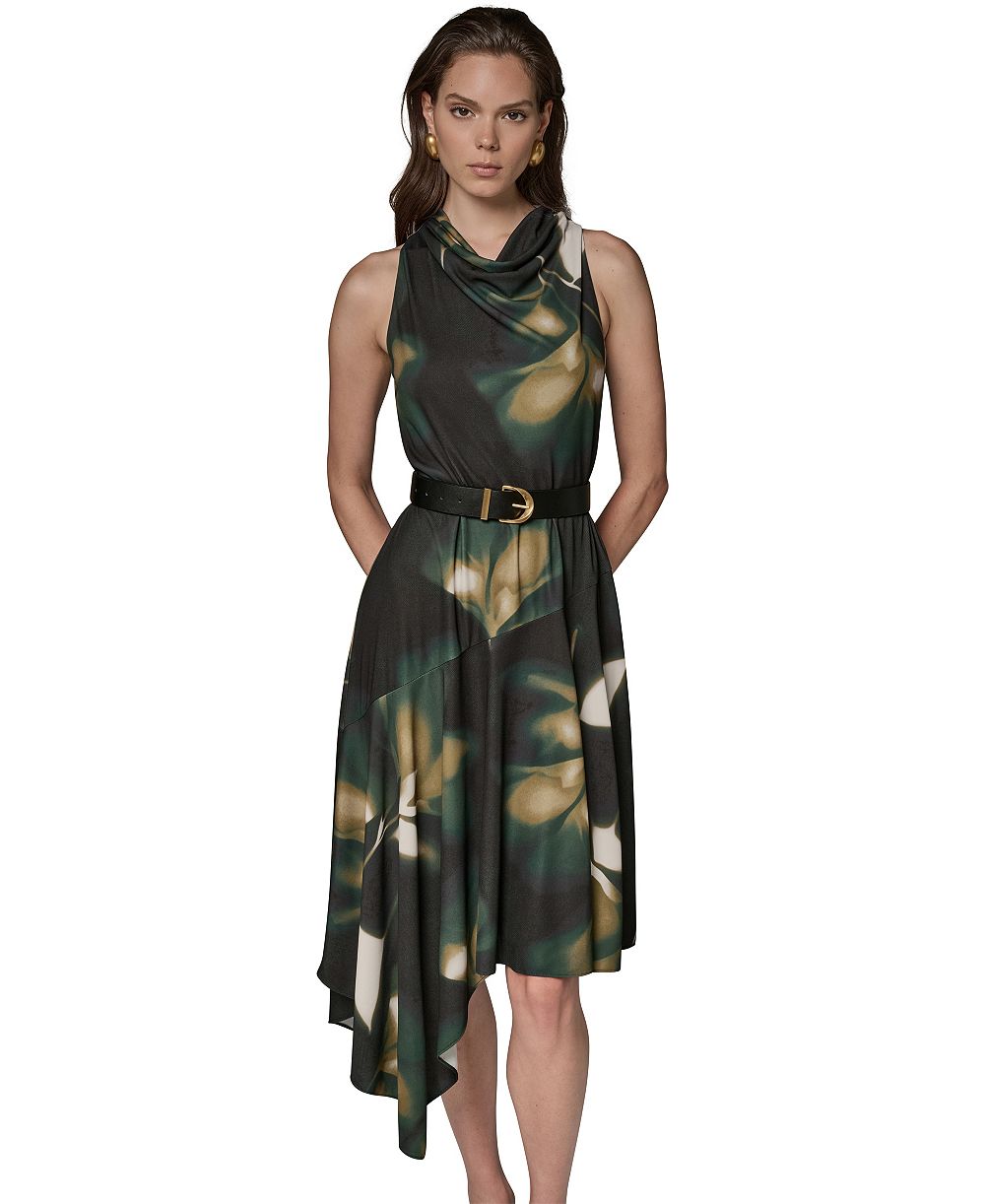Donna Karan New York Женское трикотажное платье с принтом без рукавов