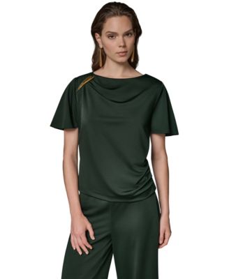 Женский топ Donna Karan New York с драпировкой по бокам и коротким рукавом