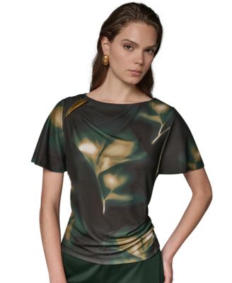 Женский топ Donna Karan New York Printed Jersey Boat Neck