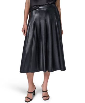 Женская юбка миди Donna Karan New York Pleated Faux Leather