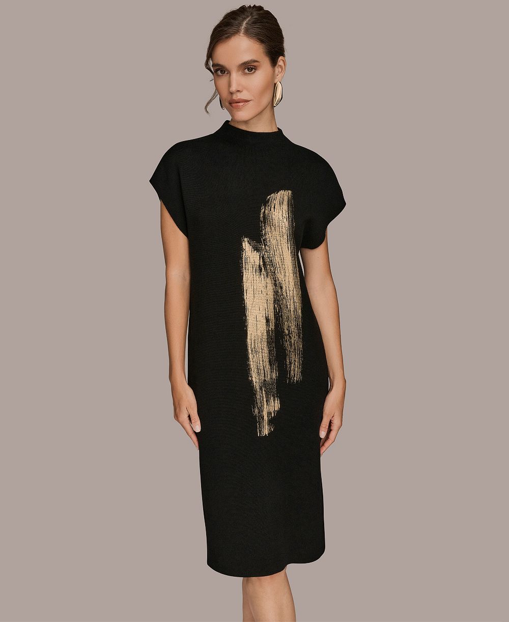 Donna Karan New York Women's Gold-Tone Velvet Burnout Sweater Dress