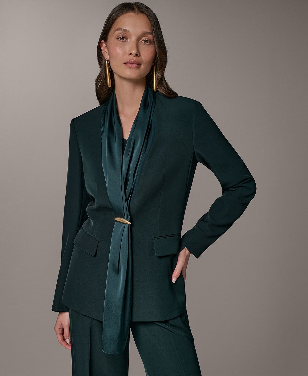 Женский блейзер с воротником-шарфом Donna Karan New York