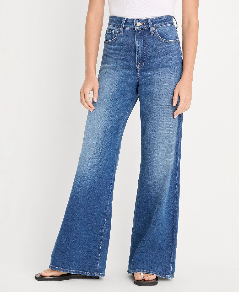 Good American Women's Good Waist Soft Tech Palazzo Jeans
