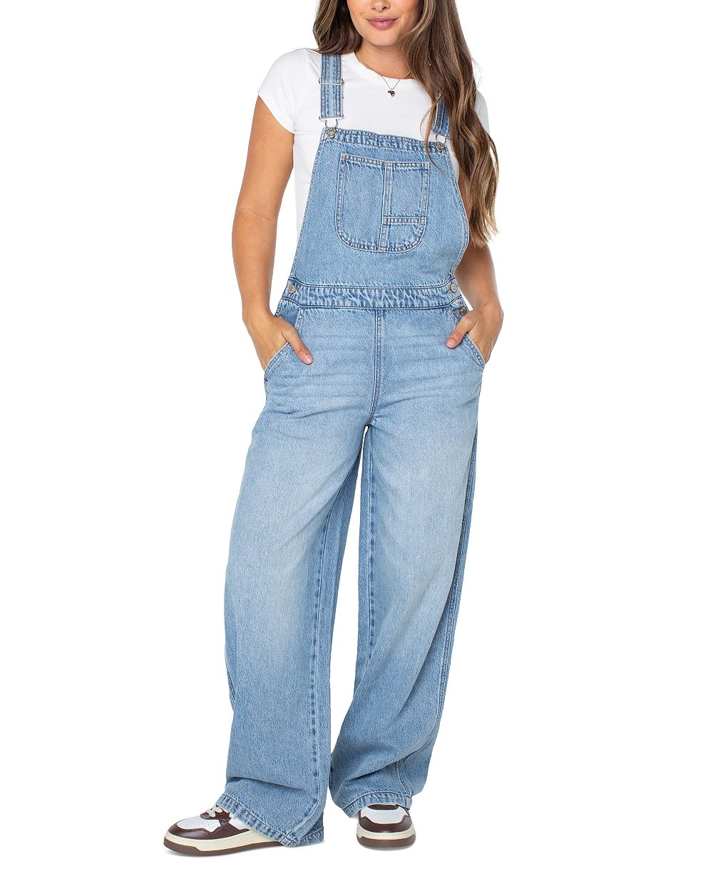 Celebrity Pink Juniors' Wide-Leg Crossover Back Overalls