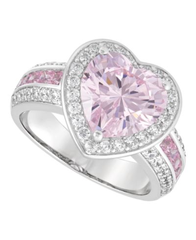 Arabella кольцо в форме сердца из розового и белого кубического циркония (7-1/3 ct. t.w. и 1-1/5 ct. t.w.) в стерлинговом серебре с родиевым покрытием