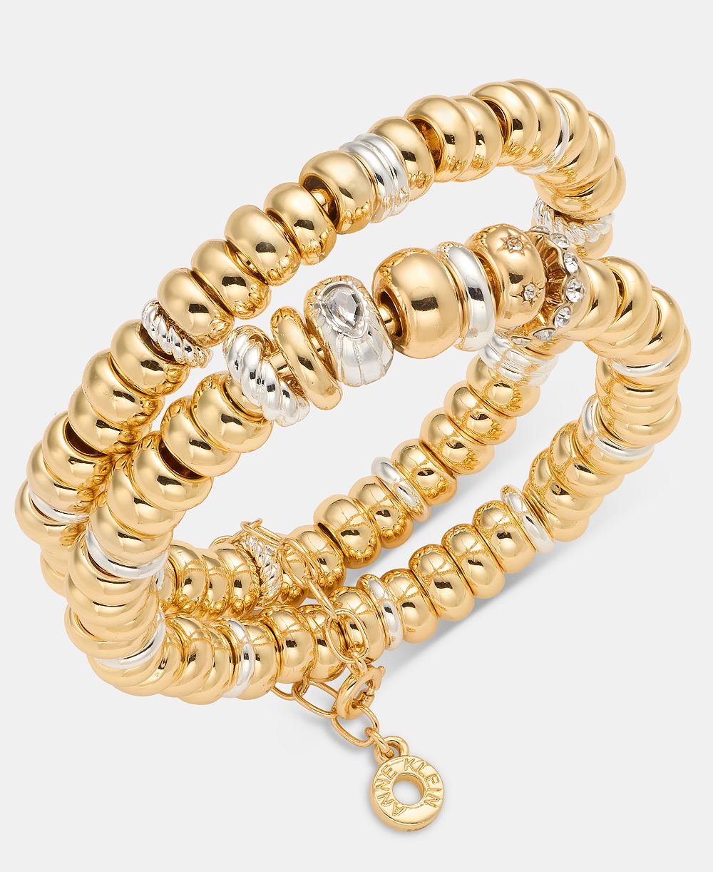 Anne Klein браслеты Rondelle с бусинами и эластичной основой, комплект из 2 предметов