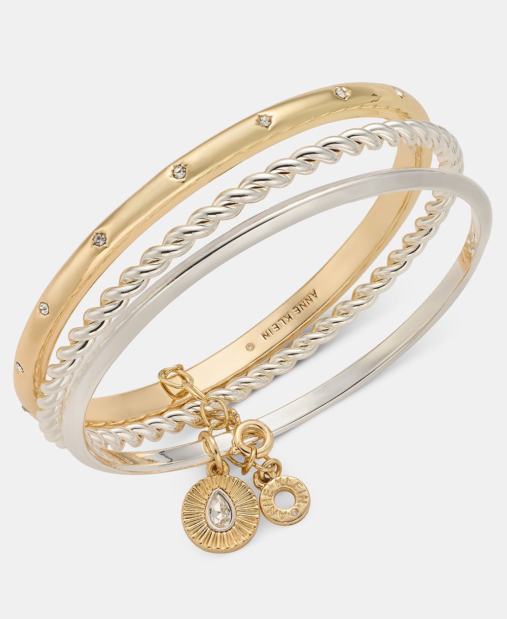 Комплект браслетов Anne Klein Pavé Starburst, гладкий и текстурированный, 3 предмета