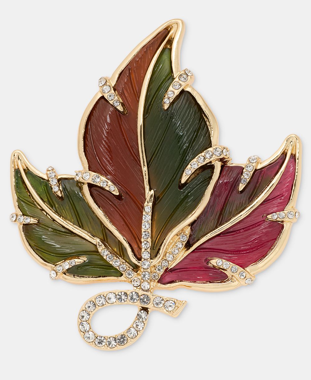 Брошь Anne Klein Pavé Hanging Leaf