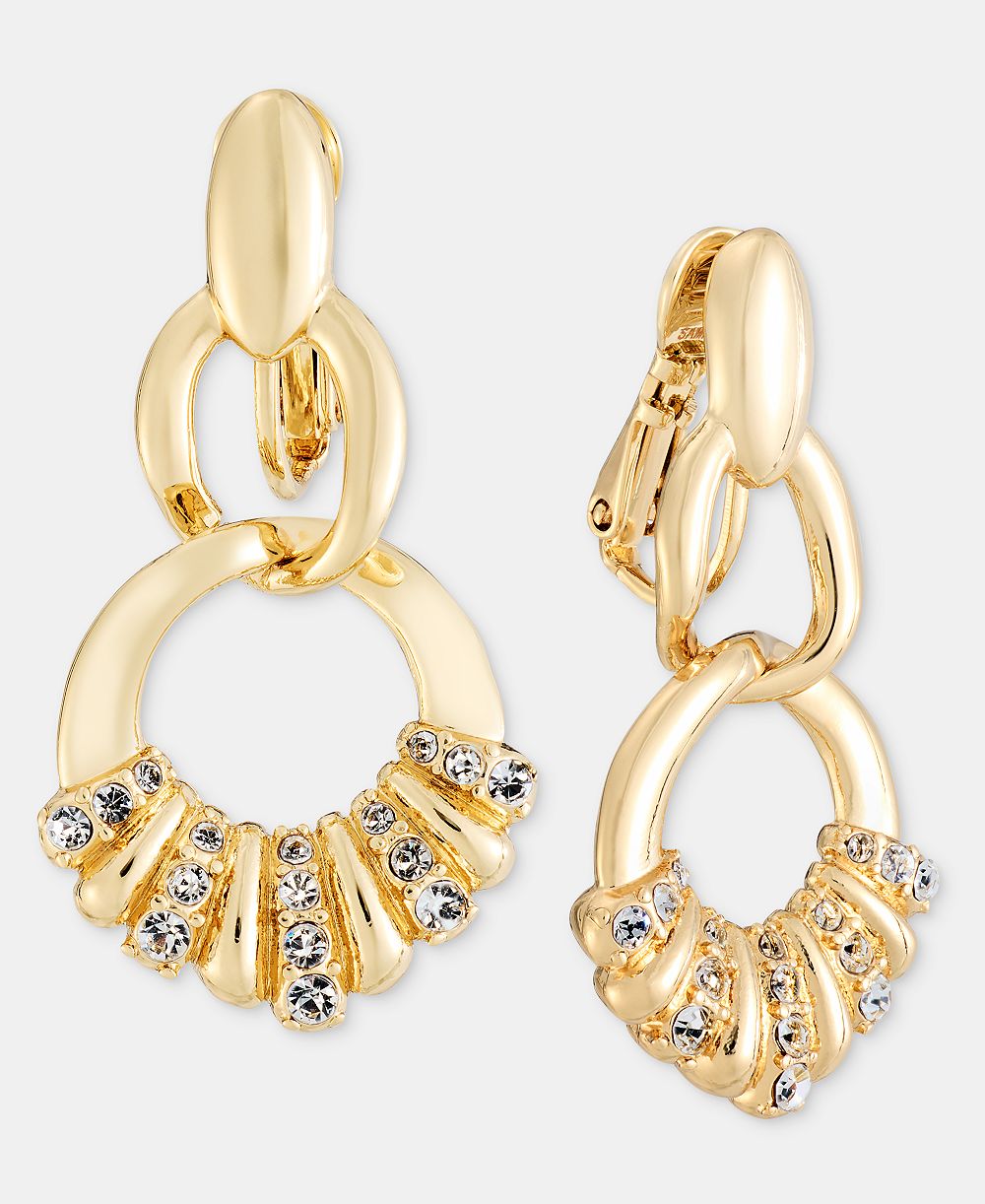 Серьги-клипсы Anne Klein Pavé Open Link Drop