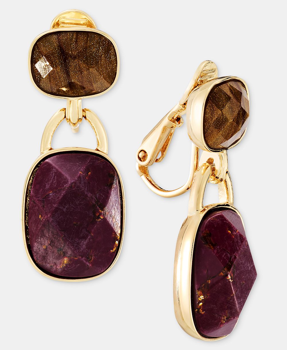 Серьги Anne Klein Stone Clip-On Double Drop