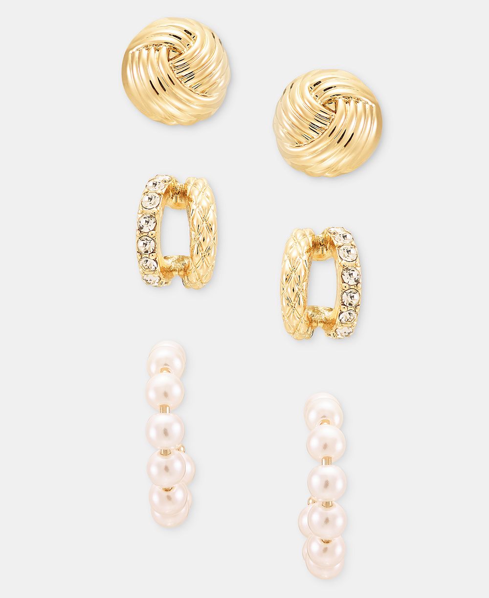 Anne Klein серьги Knot Stud & Hoop, набор из 3 предметов