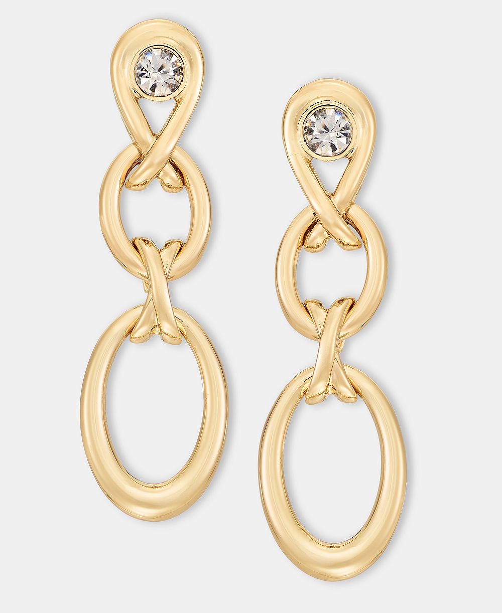 Серьги Anne Klein Crystal Oval Link Linear Drop