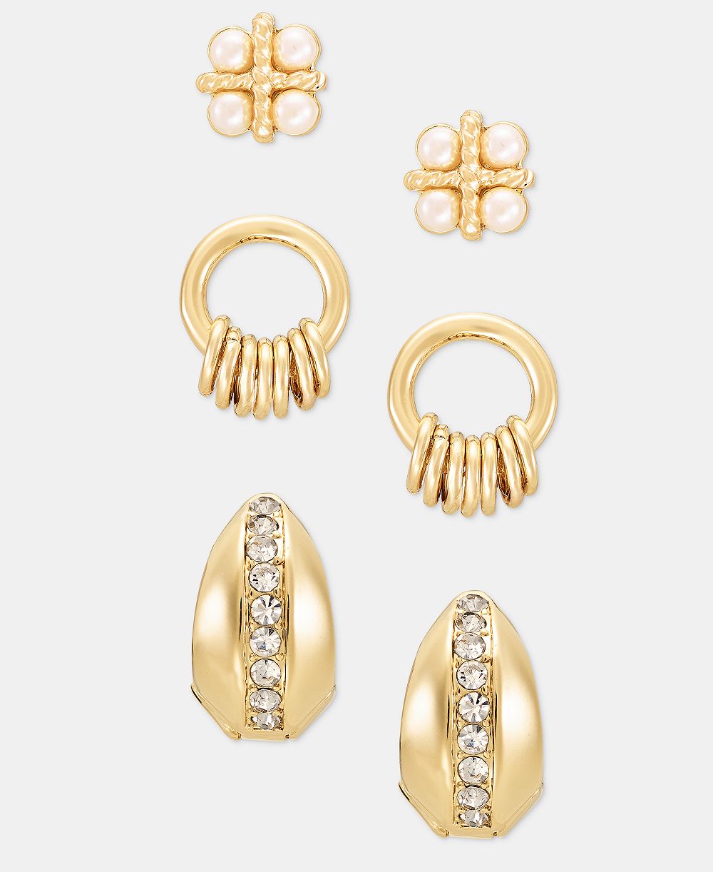 Комплект из 3 серег Anne Klein Pavé & Imitation Pearl