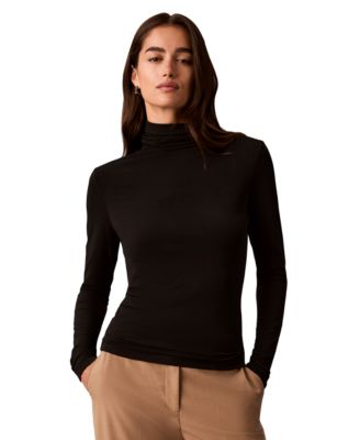 Calvin Klein Women's Long-Sleeve Crepe Jersey Top