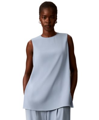 Calvin Klein Women's Crewneck Sleeveless Side-Slit Top
