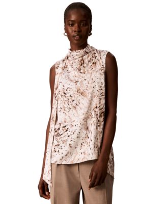 Calvin Klein Women's Mock Neck Tie-Front Sleeveless Top