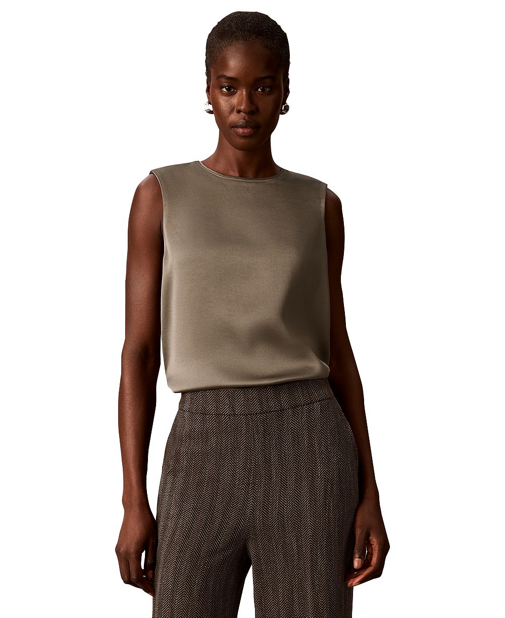 Calvin Klein Women's Satin Crewneck Sleeveless Shell