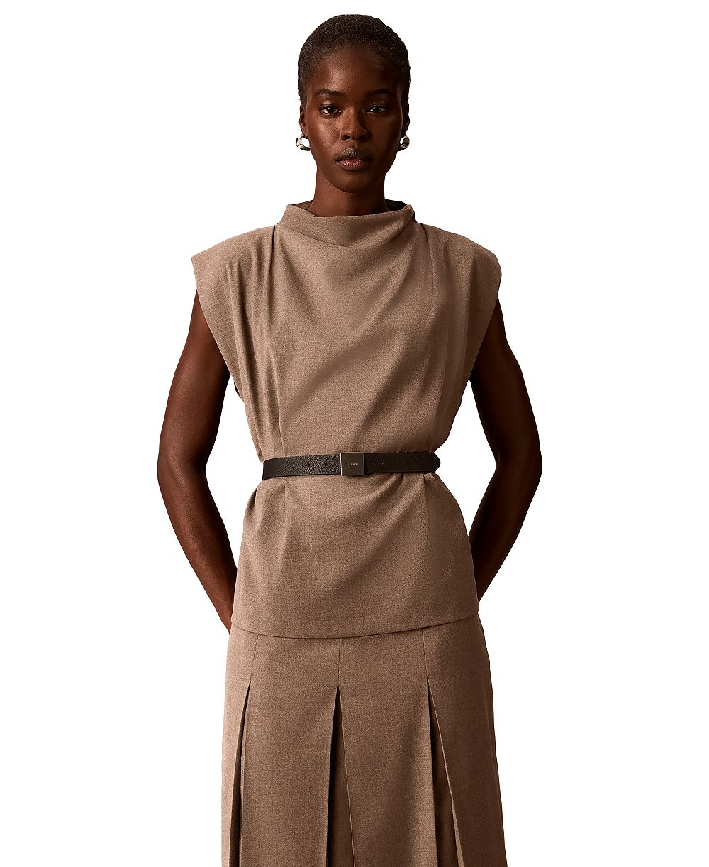 Calvin Klein Women's Sleeveless Draped-Neck Blouse