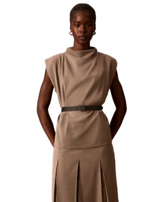 Calvin Klein Women's Sleeveless Draped-Neck Blouse