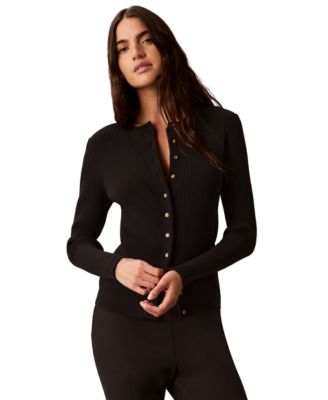 Calvin Klein Women's Button-Front Ribbed Cardigan Sweater