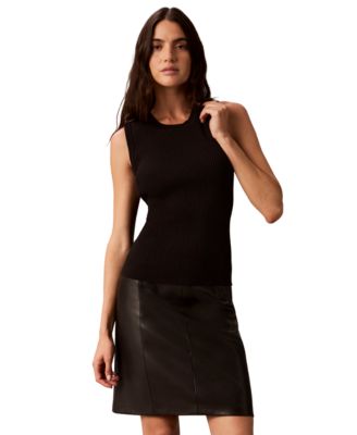 Calvin Klein Women's Ribbed Crewneck Sleeveless Tank Top
