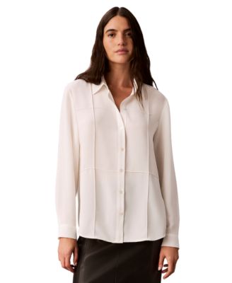 Calvin Klein Women's Long-Sleeve Collared Neck Shirt