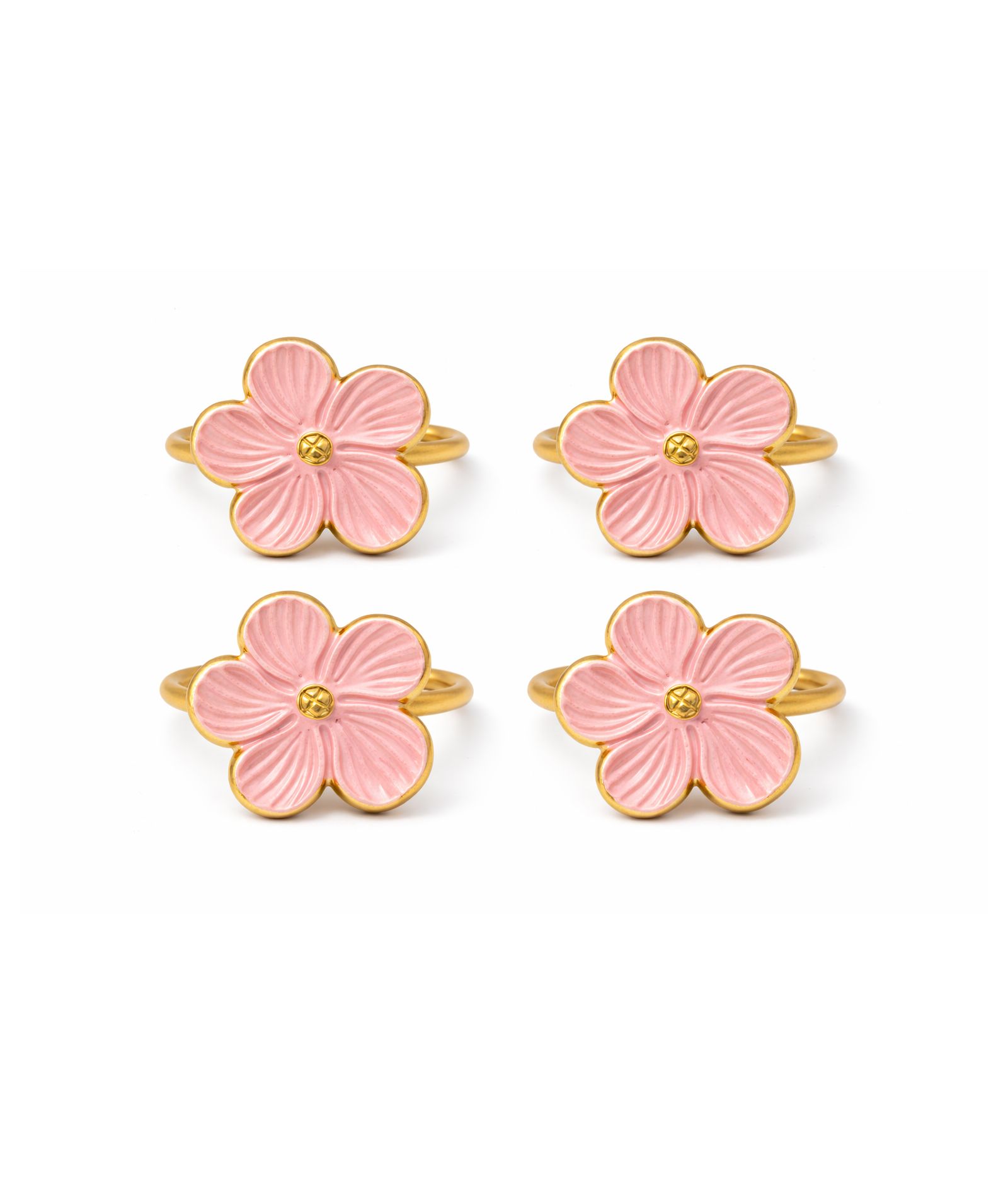Dainty Home набор из 4 колец для салфеток с цветами из эмали, металлический декор стола