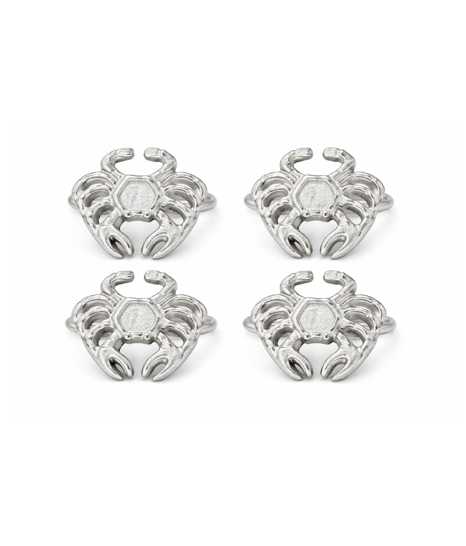 Набор колец для салфеток Dainty Home Crab, 4 шт., серебристый металлический декор для стола