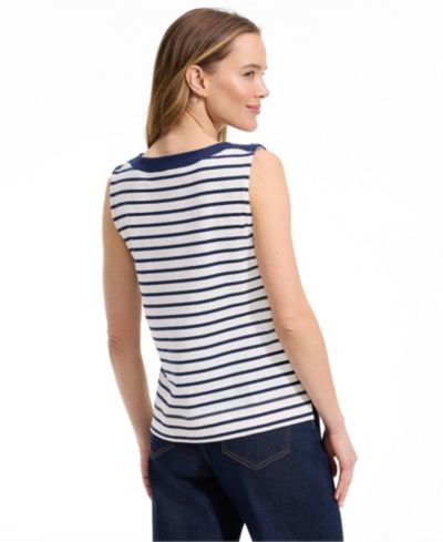 Lands' End Женский топ Mariner с пуговицами на плечах
