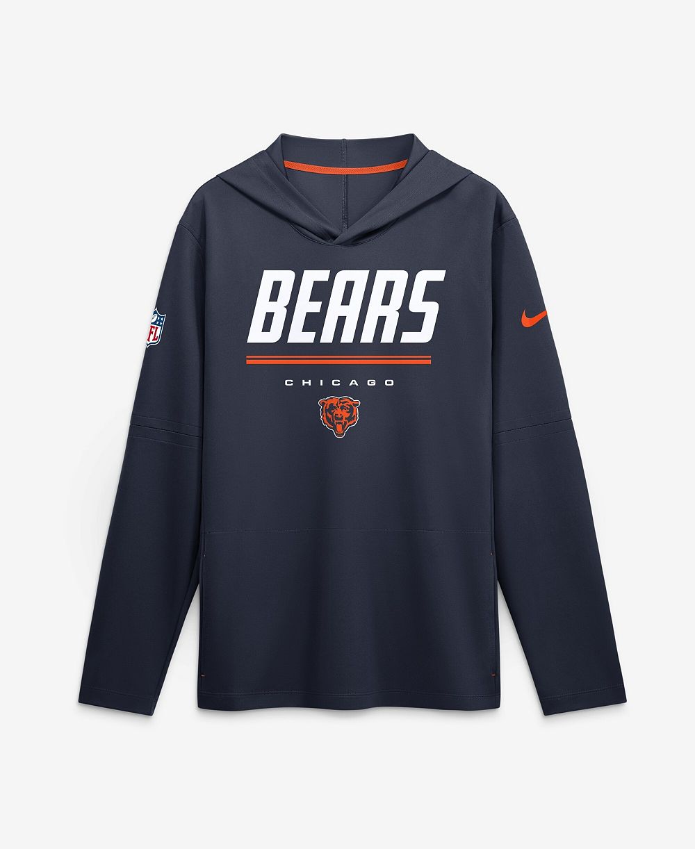 Мужская толстовка Nike Chicago Bears Sideline Lightweight Long Sleeve Dri-FIT Hoodie Navy