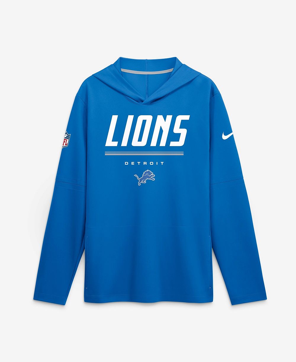 Мужское худи Nike Detroit Lions Dri-FIT с длинным рукавом, синее