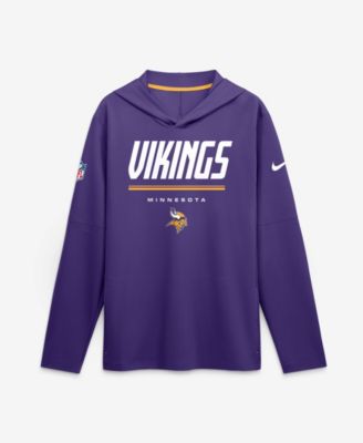 Nike Men's Purple Minnesota Vikings Sideline Lightweight Long Sleeve Hooded Dri-FIT T-Shirt
