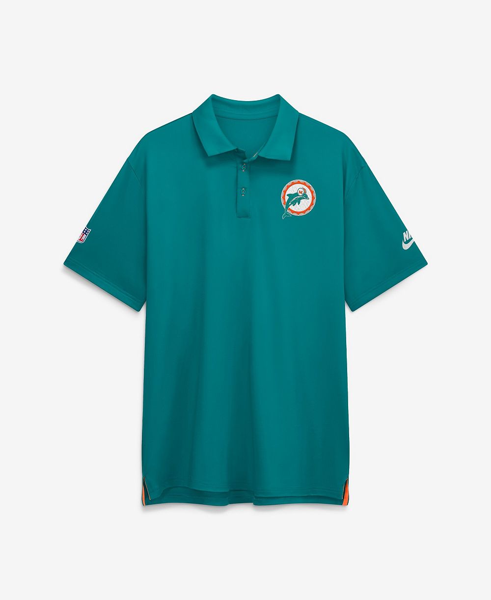 Nike Men's Aqua Miami Dolphins Sideline Powerful Blocking Dri-FIT Tour Polo Shirt