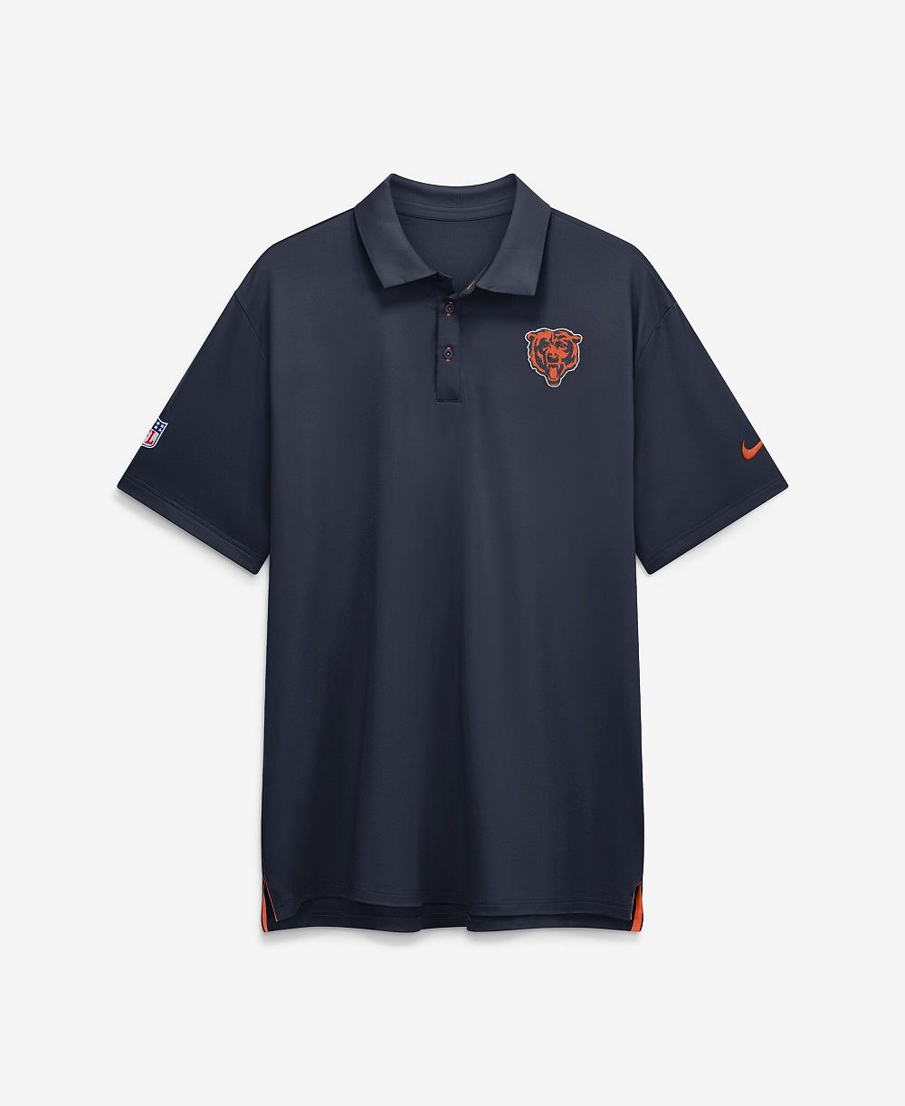 Nike Men's Navy Chicago Bears Sideline Powerful Blocking Dri-FIT Tour Polo Shirt