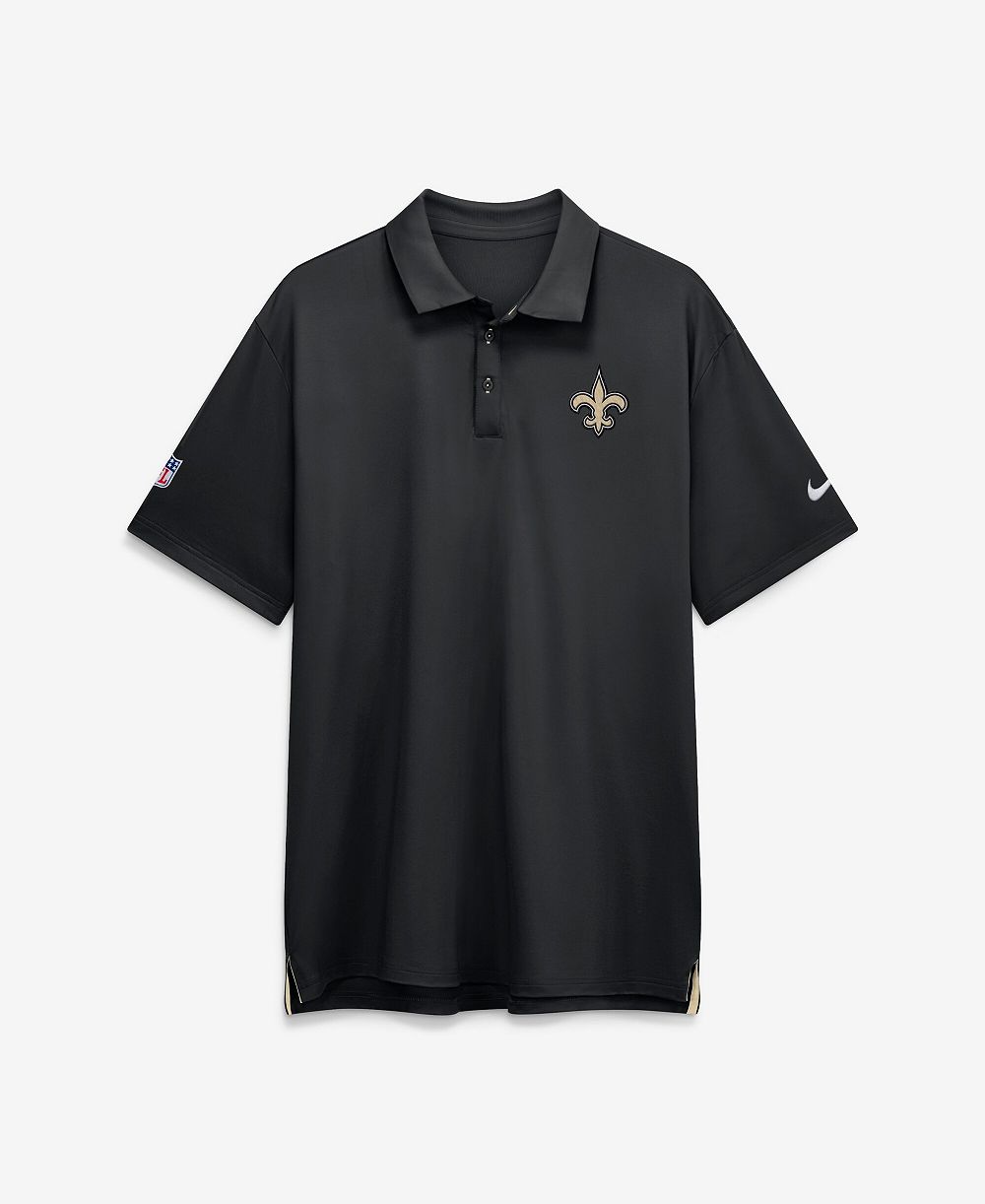 Nike Men's Black New Orleans Saints Sideline Powerful Blocking Dri-FIT Tour Polo Shirt