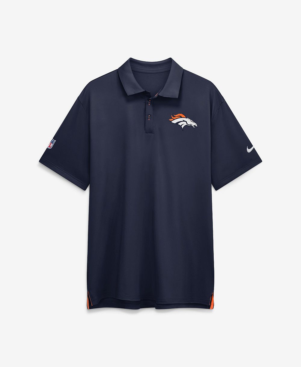 Nike Men's Navy Denver Broncos Sideline Powerful Blocking Dri-FIT Tour Polo Shirt