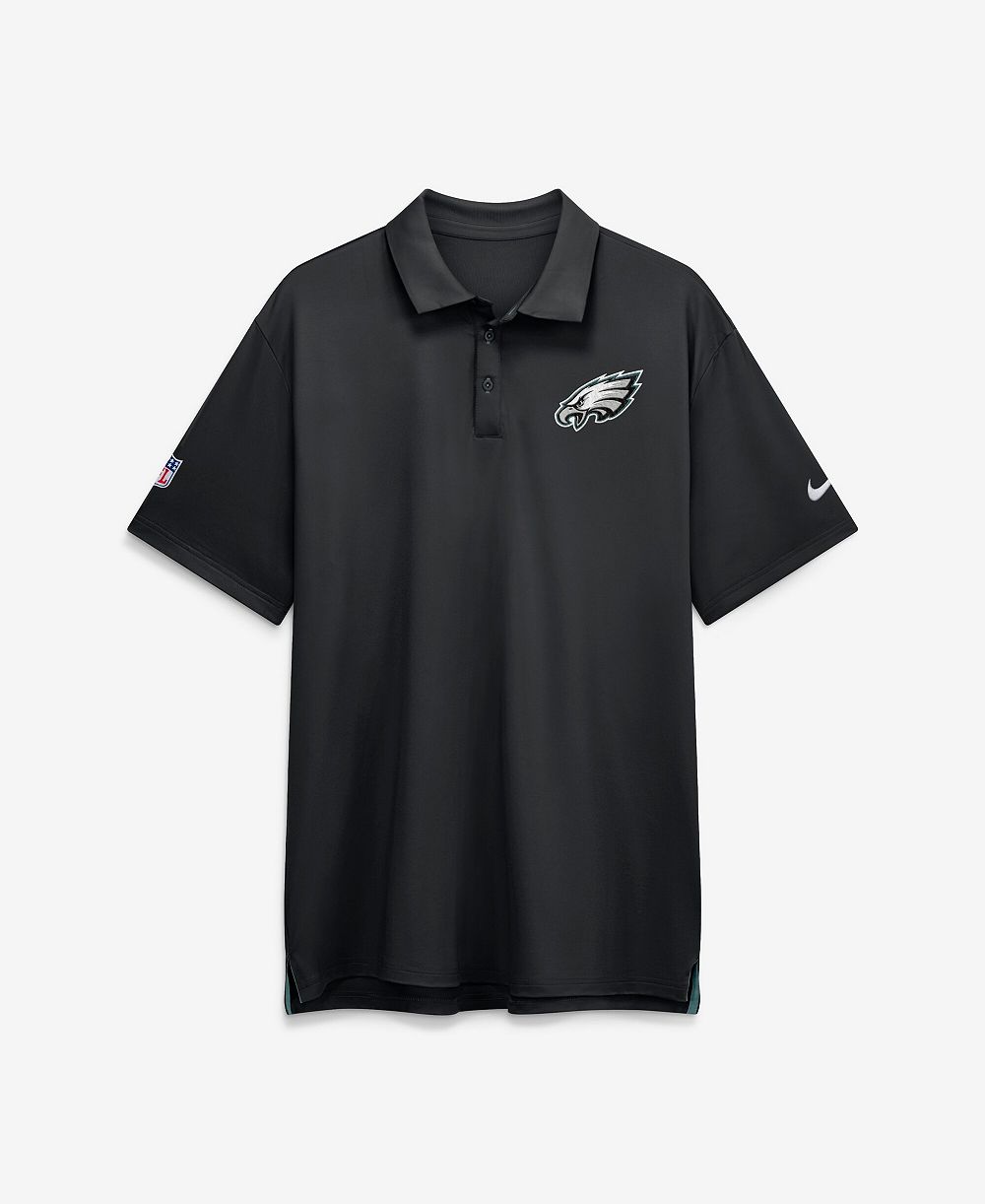 Nike Men's Black Philadelphia Eagles Sideline Powerful Blocking Dri-FIT Tour Polo Shirt