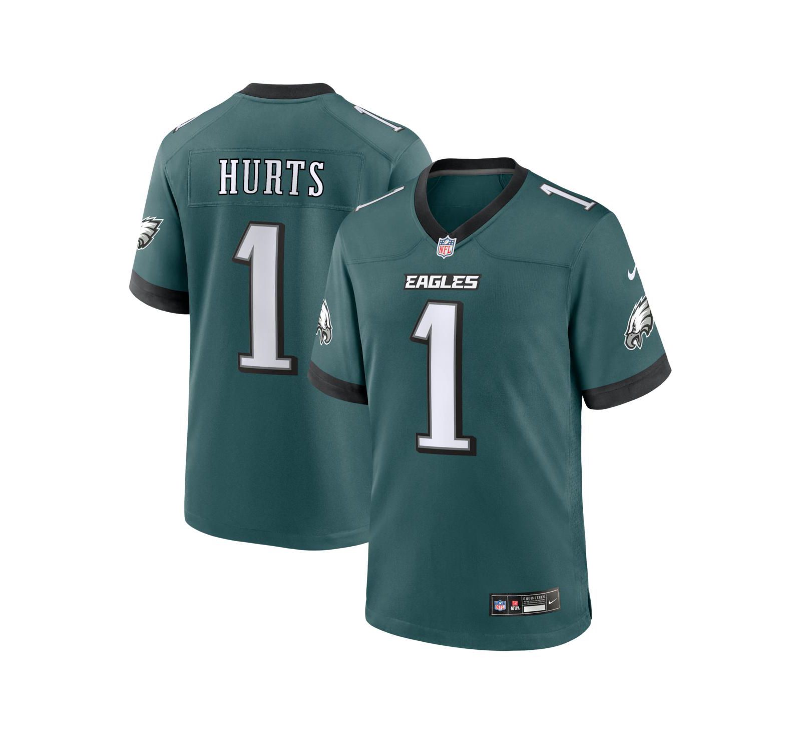 Nike Мужская игровая джерси Philadelphia Eagles Jalen Hurts, Midnight Green