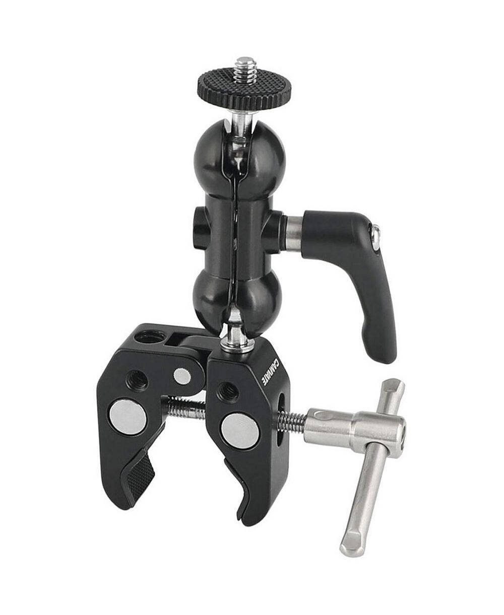 CAMVATE Ball Head Mount 1/4inch Threads with Central Lock Knob and Super Crab Gripper Clamp