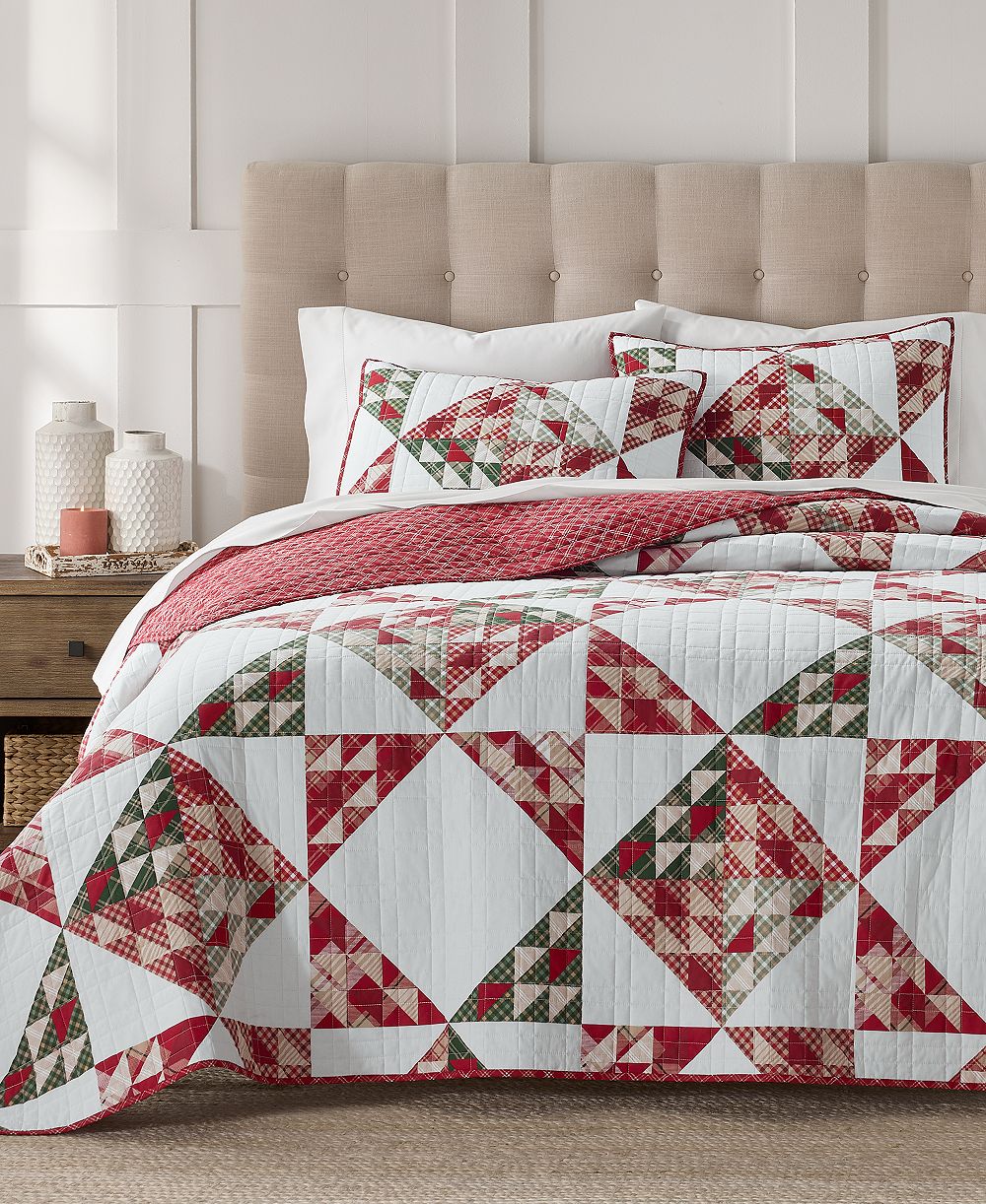 Комплект стеганого одеяла Charter Club Jolly Plaids, 3 предмета, King, эксклюзив Macy's
