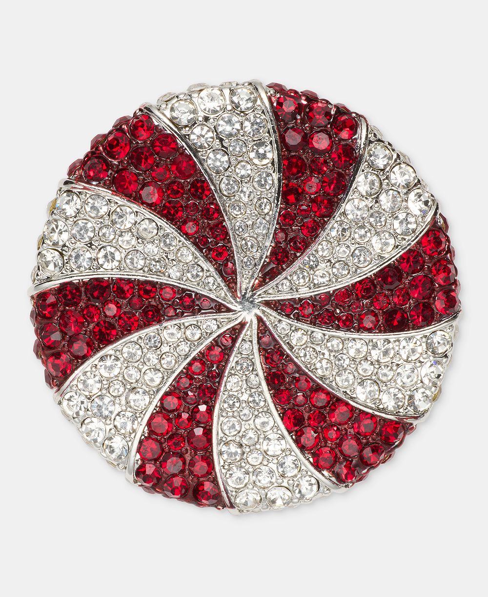 Holiday Lane Silver-Tone Peppermint Pin, Macy's Exclusive