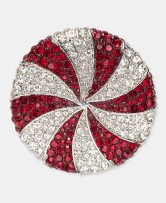 Holiday Lane Silver-Tone Peppermint Pin, Macy's Exclusive